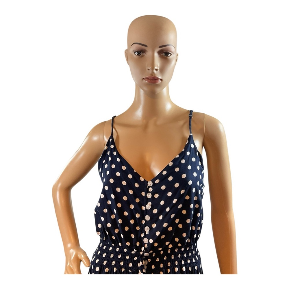 BTFBM Women’s Black Polka Dot Midi Ruffle Tank Dress Sweetheart Neckline Size M - Picture 2 of 16
